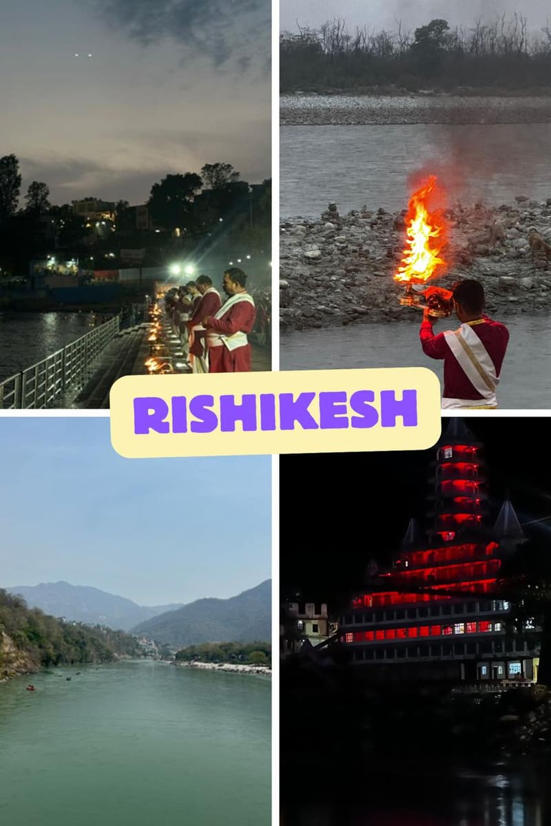 Rishikesh Ganga Aarti ceremony and temple collage