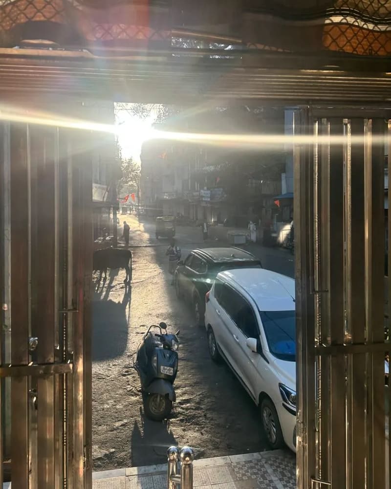 Morning light through temple gates in Ujjain